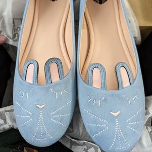 T.U.K. Blue Bunny Ballet Flats, sz 11